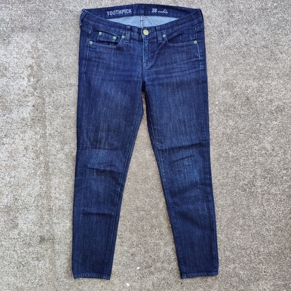 J. Crew Toothpick Ankle Skinny Jeans Dark Wash Stretchy Pants Women's Size 28